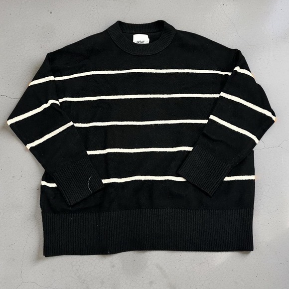 aerie Sweaters - Aerie Womens Black White Striped Crewneck Oversized Knit Sweater Medium